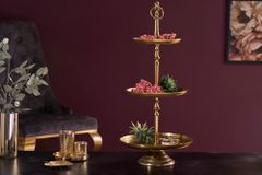 Design Etagere ORIENT 65cm gold im Wild Hammerschlag mit drei Etagen