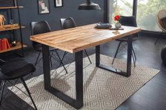 Massiver Esstisch IRON CRAFT 120cm Mangoholz schwarzes Eisengestell Kufe Industrial Design
