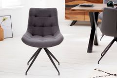 Design Stuhl DIVANI hellgrau Metallgestell schwarz im Retro Stil