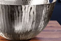 Handgearbeitete Deko Schale ORIENT 40cm silber Metall Hammerschlag Design