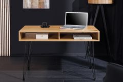 Industrial Schreibtisch STUDIO 110cm natur Eiche Laptoptisch Hairpin Legs Stauraum