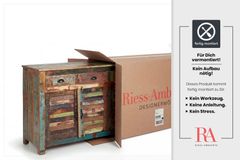Einzigartiges Sideboard JAKARTA 160cm bunt recyceltes Massivholz aus Fischerbooten