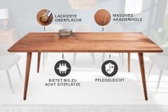 Massiver Esstisch MYSTIC LIVING 160cm Akazie natur Massivholz