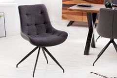 Design Stuhl DIVANI dunkelgrau Metallgestell schwarz im Retro Stil