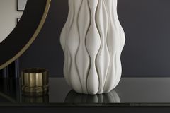 Moderne Tischlampe ELEGANCIA 65cm weiß gold Keramik weißer Leinenschirm
