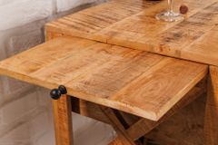 Industrial Barschrank BODEGA 86cm Mangoholz Servierwagen mit Weinregal und Aufhängung