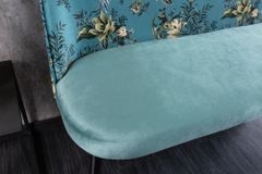 Design Bank PRÊT-À-PORTER türkis Samt florales Muster und goldene Fußkappen