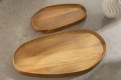 Massives 2er Set Tablett AMAZONAS 55cm natur Mangoholz cream finish Servierbrett