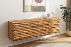 Hängendes Sideboard RELIEF 175cm natur Akazie Massivholz mit Schubladen
