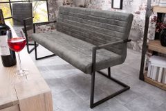 Industrial Freischwinger Bank LOFT 160cm vintage grau mit Armlehne