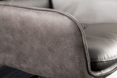 Drehbarer Design Barhocker BIG GEORGE taupe Echtleder Microfaser höhenverstellbar mit Armlehnen