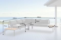 Große Garten Sitzgruppe MIAMI LOUNGE 240cm anthrazit Aluminium wetterfest Outdoor inkl. Kissen
