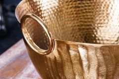 Handgearbeitete Deko Schale ORIENT 40cm gold Metall Hammerschlag Design