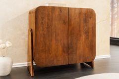 Quadratisches Lowboard BRASIL 75cm braun Mango Massivholz zwei Fächer Schrank