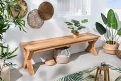 Massive Gartenbank EMPIRE TEAK 160cm natur Teakholz Outdoor-Sitzbank wetterfest