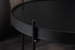 Runder Couchtisch ELEGANCE 45cm anthrazit Glas schwarz Metallgestell