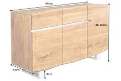 Massivholz Sideboard MAMMUT 135cm Akazie Kommode mit Schubladen Baumkante Edelstahl