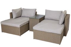Outdoor Gartenlounge Set XXL MODULAR natur Polyrattan Sitzgruppe wetterfest inkl. Kissen