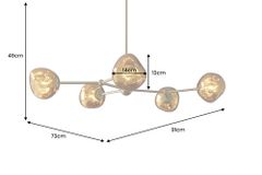 Design Hängelampe LIQUID DIAMOND 100cm gold Glas Stahl fünf Schirme Kugelleuchte