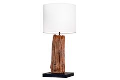 Design Tischlampe ROUSILIQUE 60cm natur weiß rund Treibholz handgearbeitet