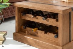Massiver Couchtisch BODEGA 100cm braun honey finish Mangoholz Hausbar Truhe Stauraum