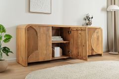 Massives Sideboard ART DECO 170cm cream finish beige Mangoholz abgerundet