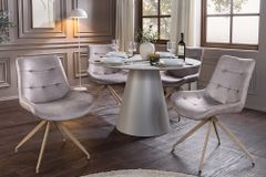 Design Stuhl DIVANI taupe Samt beiges Metallgestell