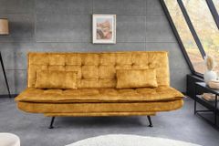 Schlafsofa JAZZ 190cm senfgelb Samt 3-Sitzer Couch