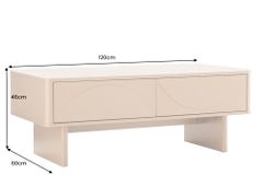 Design Couchtisch SAVOY 120cm grau beige greige Keramik Travertin mit Schublade