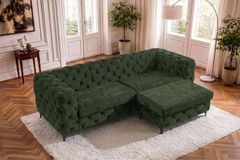 Chesterfield Sofa MODERN BAROCK 235cm grün Samt 3-Sitzer Couch Federkern