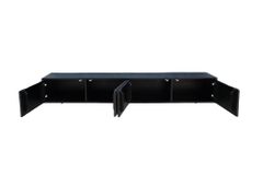 Massivholz TV-Lowboard MOUNTAIN SOUL 200cm Akazie grün bronze hängend Naturstein schwarz