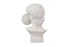 Handgefertigte Tischlampe DAVID 30cm weiß Büste mit Lampenkugel
