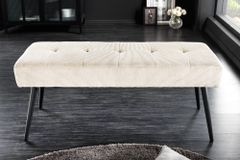 Design Sitzbank BOUTIQUE 100cm beige Cord schwarze Metallbeine Polsterbank