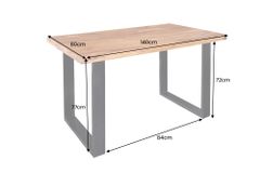 Massivholz Esstisch IRON CRAFT 140cm braun schwarz Sheesham stone finish Industrial