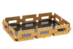 Handgefertigtes Tablett VARIATION 40cm schwarz gold Metall Aluminium Glas