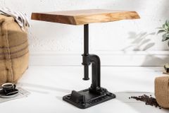 Authentischer Beistelltisch FACTORY 50cm Akazie Massivholz Baumkante Industrial Design
