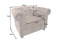 Design Sessel CHESTERFIELD 110cm matt schwarz Knopfheftung Federkern