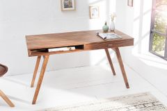 Design Schreibtisch RETRO 120cm braun Sheeshamholz stone finish Design Klassiker