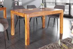 Massivholz Esstisch PURE 120cm braun Sheeshamholz stone finish einzigartige Maserung