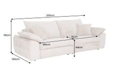 Stilvolles Sofa SOHO 225cm beige Chenille 3-Sitzer Couch mit Wellenunterfederung