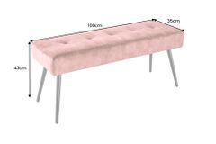 Design Sitzbank BOUTIQUE 100cm altrosa Samt schwarze Metallbeine Polsterbank