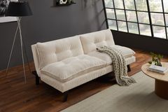 Modernes Schlafsofa COCOONING 190cm beige Cord 3-Sitzer Couch