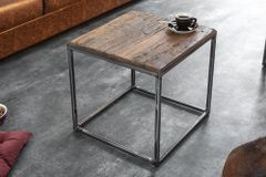 Industrial Beistelltisch BARRACUDA 40cm recyceltes Massivholz mit geflexten Beinen