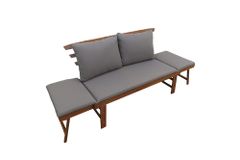 Outdoor Garten Sitzbank MODULAR 200cm natur grau Akazie inkl. Kissen klappbar