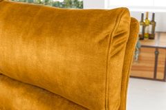 Höhenverstellbarer Barhocker COMFORT senfgelb Samt drehbar mit Lehne Metall schwarz