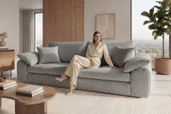 Stilvolles Big Sofa SOHO 260cm grau Chenille 4-Sitzer Couch mit Wellenunterfederung