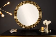 Runder Wandspiegel PEARLS 75cm gold Metall