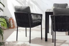 Stapelbarer Stuhl ROPE anthrazit Aluminium Gartensessel inkl. Kissen In- und Outdoor
