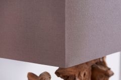 Handgefertigte Tischlampe ARAGON 50cm braun Treibholz-Fuß mit Leinenschirm