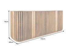Massives Sideboard SCULPTURA 170cm natur Mangoholz mit abgerundeter Lamellenfront